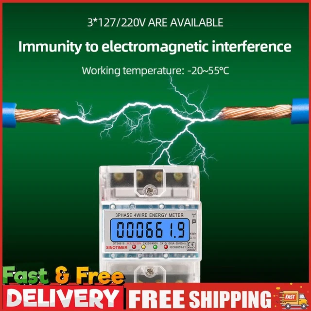 DIN RAIL ELECTRIC Meter 50/60HZ 3 Phase 4 Wires Electric Energy Meter ...