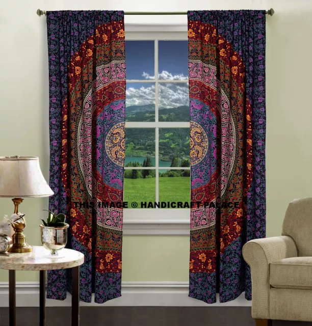 Mandala de India Estampado Cocina Ventana Cortinas & Cenefa Juego Cuarto Tapiz