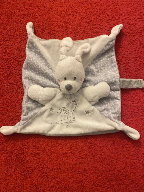 🇫🇷 Doudou Lapin Gris Blanc Étoiles Argentées Tétine SIMBA TOYS KIABI NEUF