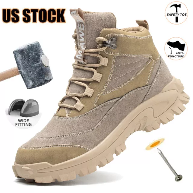 Mens Safety Shoes Non slip Anti-Puncture Shoes Steel Toe Tactical Boots Military