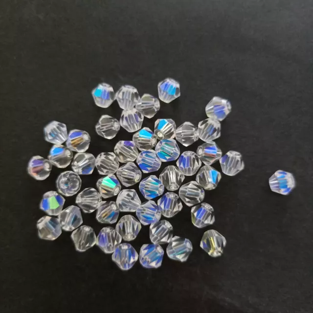 48pcs 6mm Sparkling Crystal AB Bicone Glass Beads Clear AUS Free Postage AJH