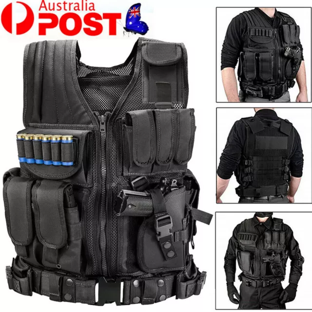 Military Tactical Vest CS Paintball Airsoft Hunting Molle Mag Assault Pouches