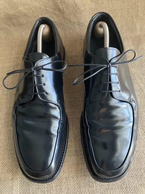 PRADA Mens Black Leather Derby Shoes Size UK 9 || US 10