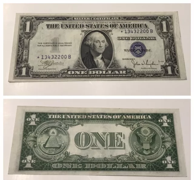 Vintage 1935-C Star Silver Certificate $1 Note One Dollar Bill Washington Vnc