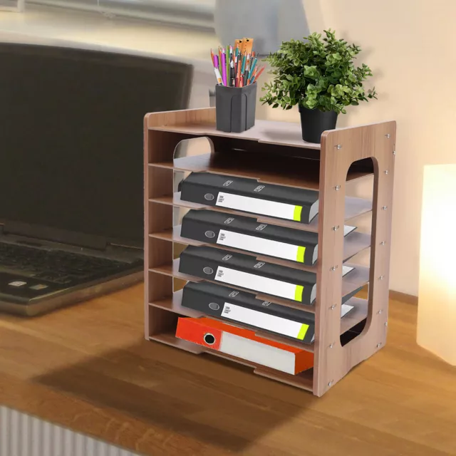 Office Paper File Organizing Shelf Flat Top Stable Wooden Storage Rack 2.5Kg New