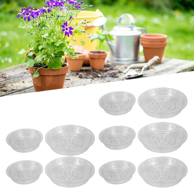 10x Jardin Plante Thé Soucoupe Drip Plateau Rond Peut Base Transparent Snack