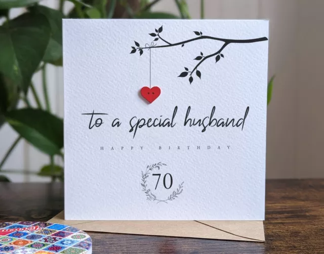 HUSBAND 70th Birthday Card, Personalised Card for Special Husband, 70th Birthday