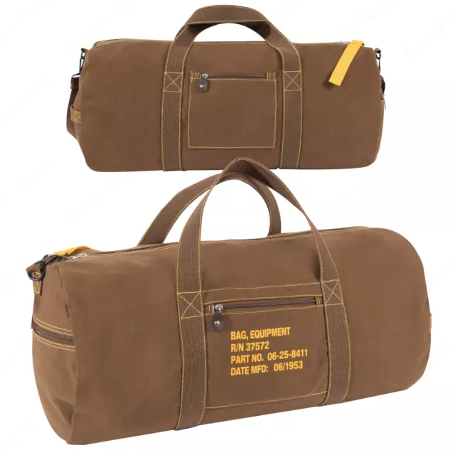 Earth Brown 24 Inch Canvas Equipment Bag - Travel Utility Gear Gym Duffle Bag