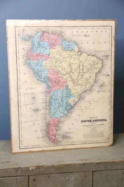 Antique Atlas Map book 1852 South America Original School Geography page