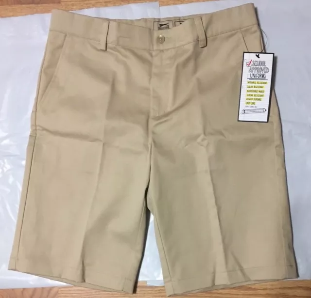 Boys's School Uniform Shorts, Stain Resistant  Khaki, Size L,YBU401,Slazenger