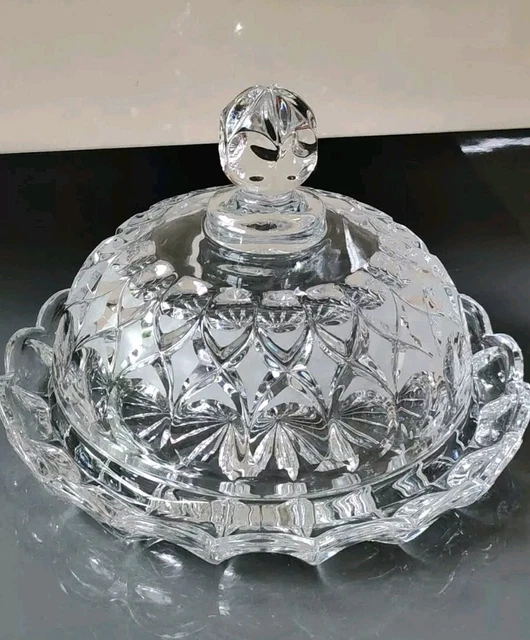 Ancien Plateau à Fromage Avec Dôme Baccarat Cristal – Vintage élégant