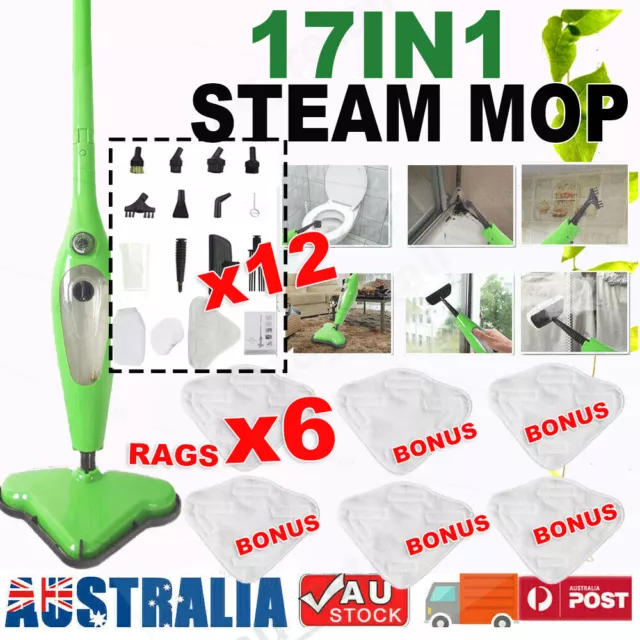 12-IN-1 Handheld Steam Mop Cleaner Carpet Floor Cleaning Steamer 1300W 400ml AU