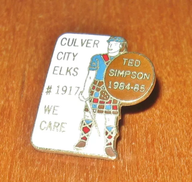 Culver City Elks 1917 Ted Simpson 1984-85 We Care Vintage BPOE Fraternity Pin