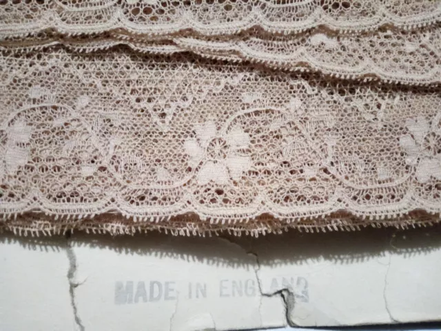 VINTage cotton lace original card English scalloped edge gathering thread