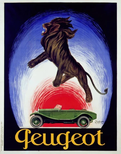 Copie D'affiche Ancienne Peugeot - Format 63 X 80 Cm - Décoration Vintage