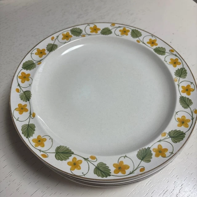Lot De 3 Assiettes à Dessert Wedgwood Patrician – Faïence Anglaise Guirlande, Beige