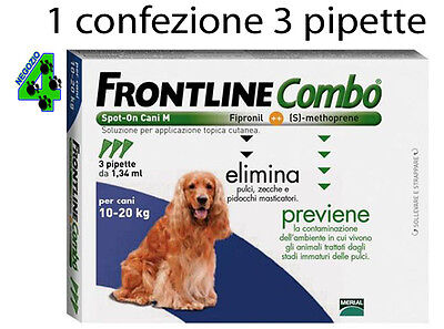 Frontline Combo Cane 10 - 20 Kg 3 Pipette Antiparassitario Per Cani Antipulci