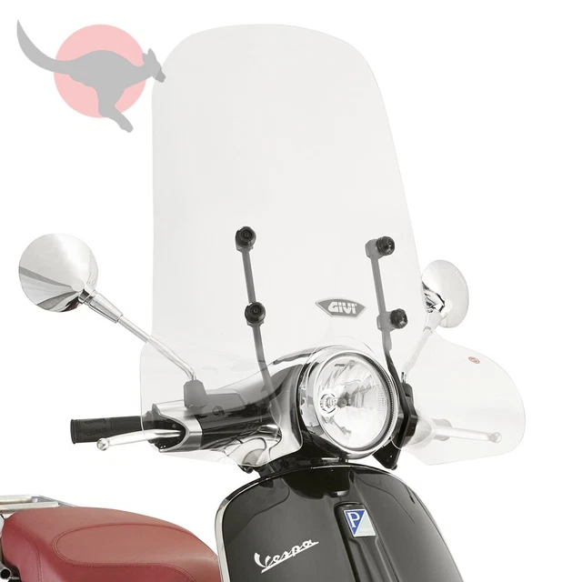 Parabrezza Trasparente Per Piaggio Vespa Primavera 50 125 150 2014 - Cupolino Paravento 50x69 Cm Con Attacchi