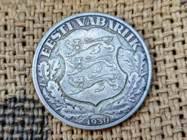 Estonia 2 Krooni, 1930, Toompea Fortress At Tallinn Nice Silver Coin