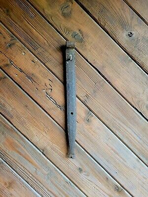 19c Antique Hand Wrought Forged Iron Barn Door Strap Hinges 17"