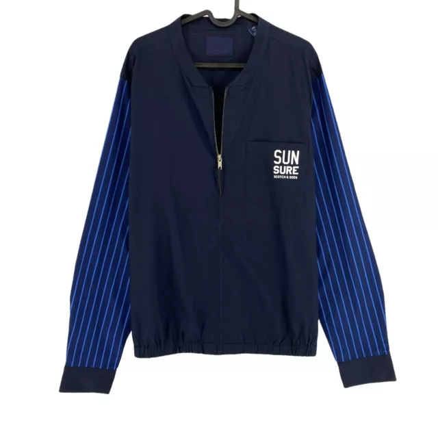 RRP€119 Scotch & Soda Blu Navy 100% Cotone Leggero Bomber Giubbino Taglia XL