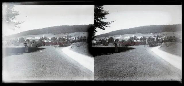 Suisse ou France Montagne c1920 Photo NEGATIVE Plaque de verre Stereo Vintage n9