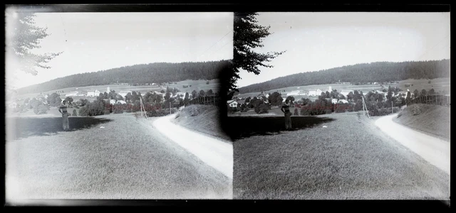 Suisse ou France Montagne c1920 Photo NEGATIVE Plaque de verre Stereo Vintage n9