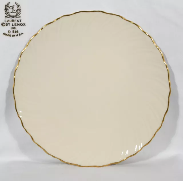 Lenox Laurent Dinner Plate Swirl Edge Gold Trim 10 1/2"