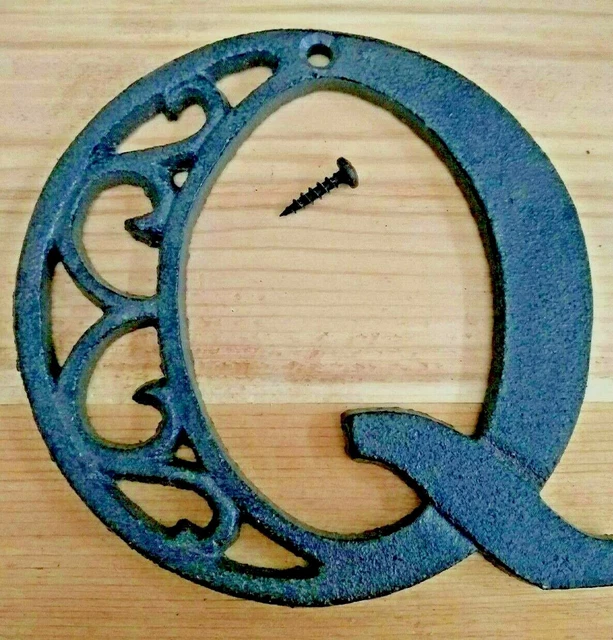Alphabet House Letters Q Antique Brown Cast Iron Metal Large 4.5" Indoor Outdoor