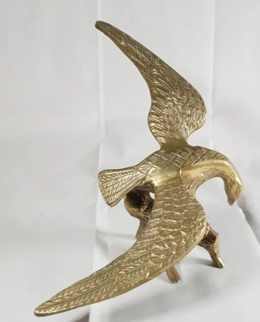 Vintage Large Brass Eagle On A Branch Sculpture 11" Wingspan