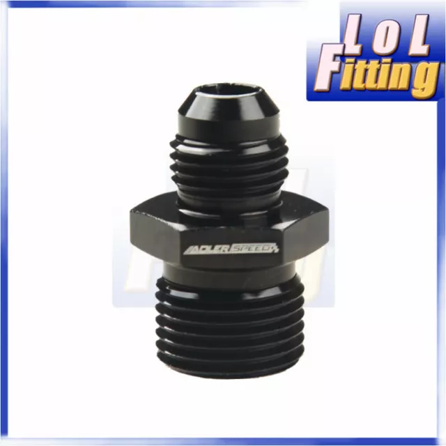 6AN AN6 AN-6 Male Flare To M18x1.5 Metric Straight Fitting Aluminum Black