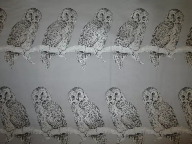 Owls Metallic Silver Gray Owl Cotton Fabric Fq