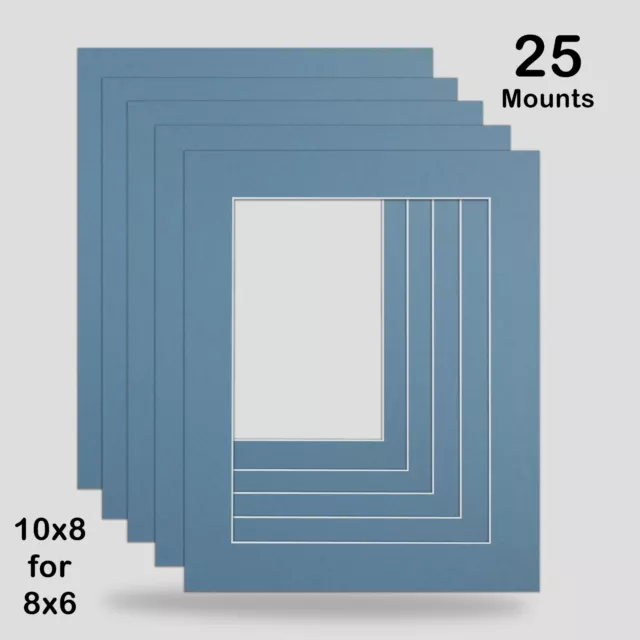 10x8 FOR 8x6 PHOTO MOUNT PACK OF 25 8x10 BABY BLUE LIGHT COLOUR PICTURE FRAME