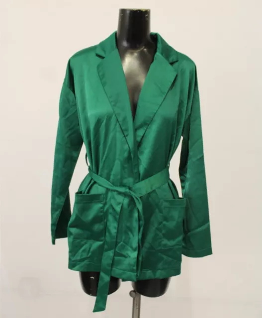 Nasty Gal Women's Step Into My Office Satin Belted Blazer JW7 Green UK:8 US:4