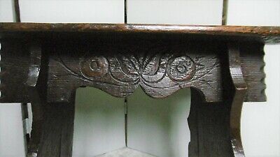 Antique,19th century version of a 17th century oak boarded stool 2