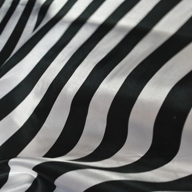 Per Yards Black & White Stripe Satin Fabric 60" Wide Quality USA Seller SALE