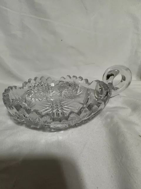 Antique ABP American Brilliant Period Cut Glass 6" Nappy w/ Handle Low Bowl