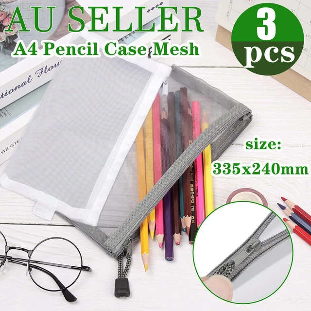 Clear Mesh Portable Large Pen Pencil Case Makeup Cosmetic Storage Bag Pouch Case