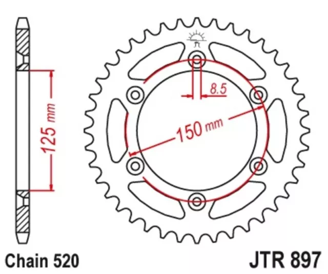 JT SPROCKETS Corona plato trasmision de acero autolimpiable 48 897 520