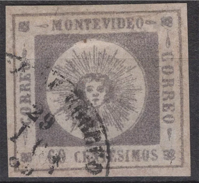 Uruguay 1859 60 c. grey, mark at reverge used