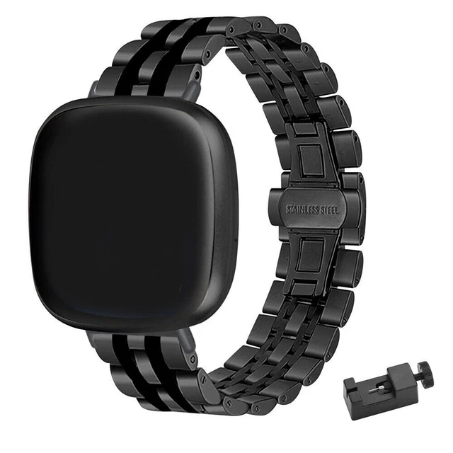 For Fitbit Versa 4 / Sense 2 Stainless Steel Watch Band Metal Strap+Case Versa4