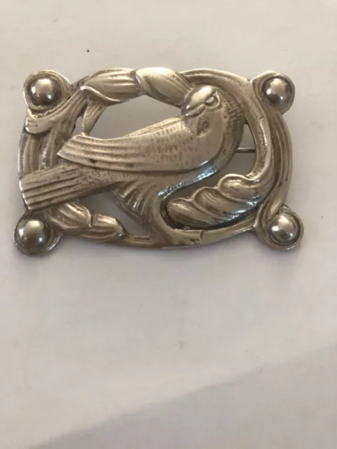 In style of Georg Jensen famous dove brooch vintage silver