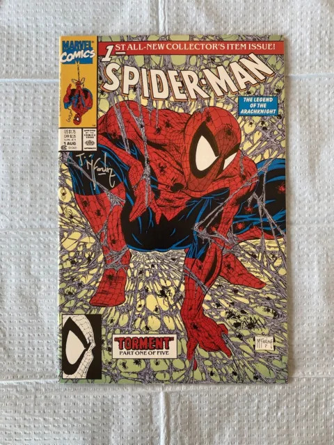 SPIDER-MAN #1 SIGNED by Todd MCFARLANE - Special Web Stamp - Direct Green Cover