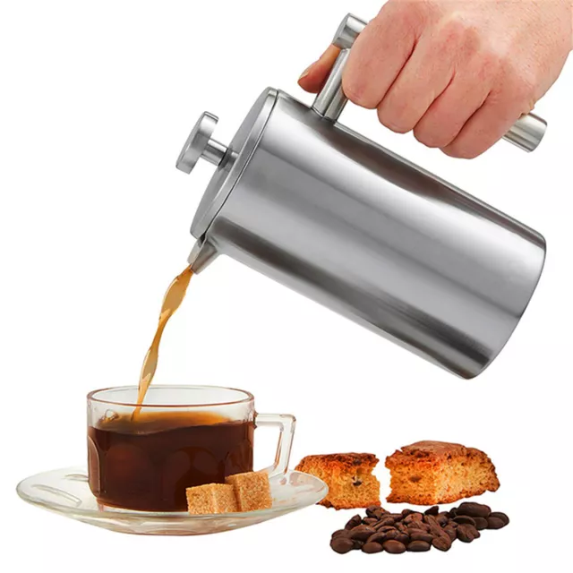 1000ML Stainless Steel Double Wall French Coffee Press Tea Pot Plunger Maker 3