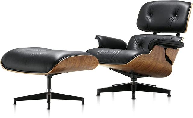 Mid Century Lounge Chair and Ottoman, Modern Chair Classic Design, Walnut Wood,