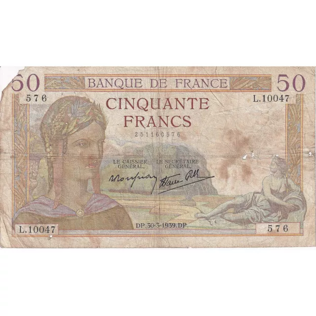 [#195739] France, 50 Francs, 1939, F.10097, TB, Fayette:18.24, KM:85b