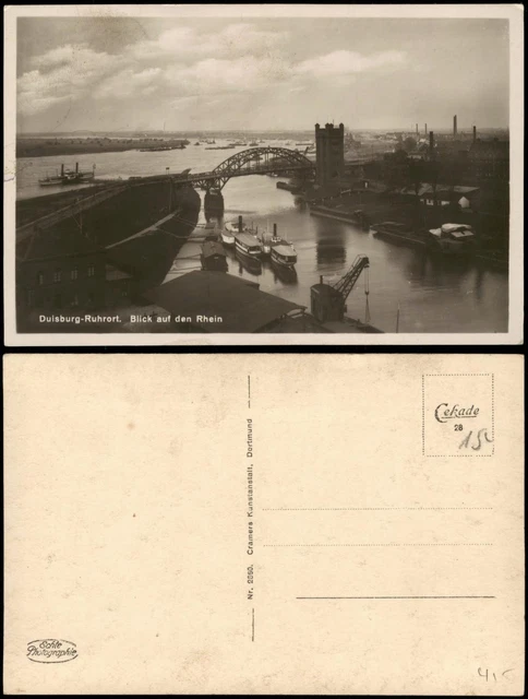 Ruhrort-Duisburg Rhein-Brücke, Schiff Anlegestelle, Hafen Partie 1920