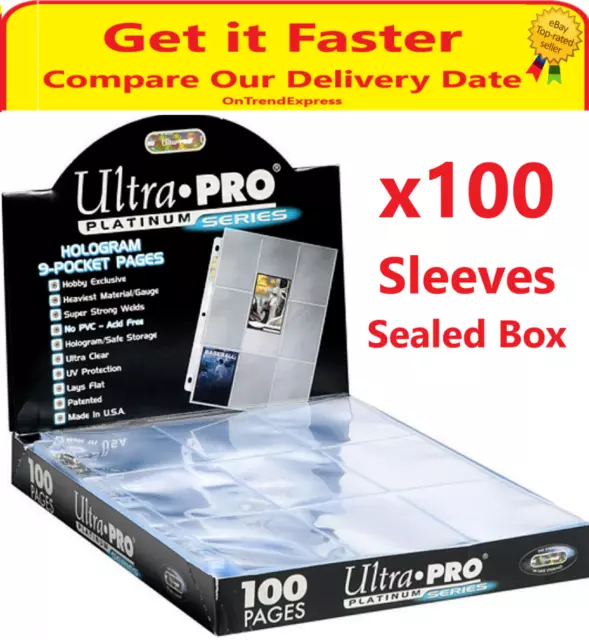 100 x ULTRA PRO PLATINUM TRADING CARD 9 POCKET SLEEVES PAGES SEALED BOX