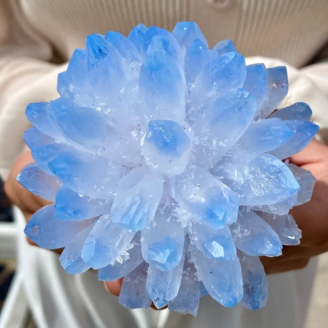 412G New Find BLUE Phantom Quartz Crystal Cluster Mineral Specimen Healing-AG 2