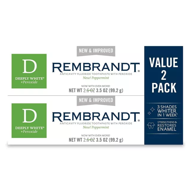 Rembrandt Profondément Blanc + Peroxyde Dentifrice 99.2 G,2-Pack - Menthe